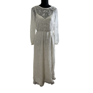 NWT ModCloth Just The Beginnings White Maxi Sheer Lace Overlay, Small